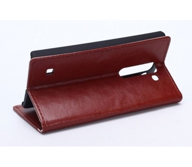 Kees Lederlook Portemonnee Hoesje LG Spirit - Bruin