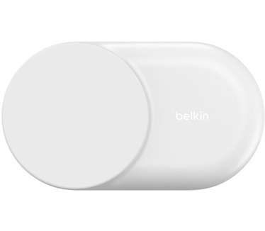 Belkin UltraCharge 3-in-1 magnetische uitklapbare draadloze lader met Qi2 25 W, rond model, Wit