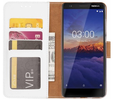 Luxe Lederen Bookcase hoesje voor de Nokia 5.1 - Wit (Nokia 5.1) Wit