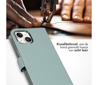 Selencia Echt Lederen Bookcase iPhone 15 - Air Blue