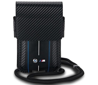 BMW Carbon Blue Stripes Heuptas (Scherm tot 7 Inch) - Zwart Zwart