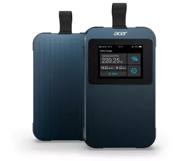 Acer Connect ENDURO M3 5G Mobile Wi-Fi. Soort apparaat: Modem/router voor mobiele netwerken, Kleur van het product: Blauw, Materiaal behuizing: Polycarbonaat (PC). Wi-Fi-standaarden: 802.11a, 802.11b, 802.11g, Wi-Fi 4 (802.11n), Wi-Fi 5 (802.11ac), Wi-Fi