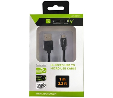 Techly High Speed USB Cable to Micro USB Reversible Connectors Black 1m ICOC MUSB-A-010S Zwart