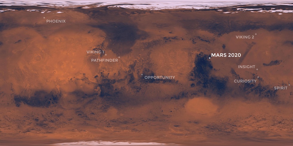 Landingsplaatsen van Marsrovers