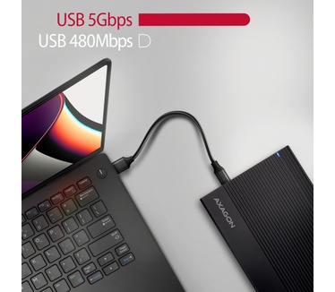 Axagon EE35-GTR USB-C 5Gbps - SATA 6G, 3.5 RIBBED box BLACK - USB Typ C