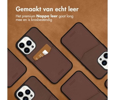 Accezz Premium Leather Card Slot Backcover iPhone 13 Pro - Bruin
