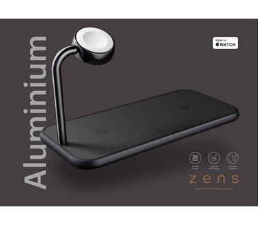 Otterbox Zens Dual+Watch Aluminium Draadloze Oplader, Zwart