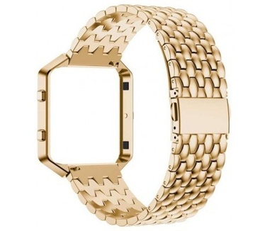 qMust Metalen armband Hyve voor Fitbit Blaze met frame - Goud