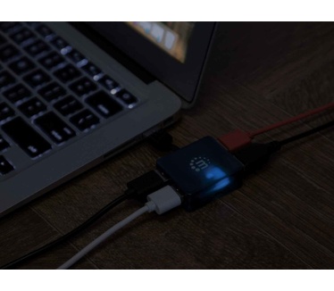 Manhattan USB 2.0 Micro Hub, 4x USB 2.0 ports, Bus Power, Blue, Blister