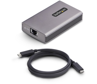 Startech.com USB4 naar Ethernet Adapter, 10GbE, Multi-Gigabit, Thunderbolt Compatibel, 10GBASE-T/5G/2.5G NIC, 10G LAN Adapter, 0,5m USB4 Kabel, Win/Mac, TAA