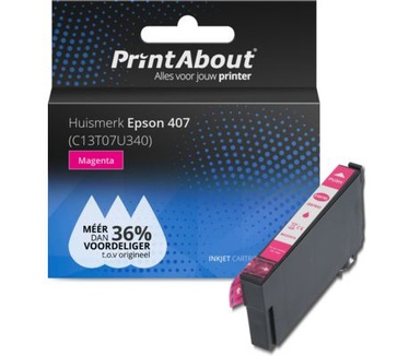 PrintAbout Huismerk Epson 407 (C13T07U340) Inktcartridge Magenta