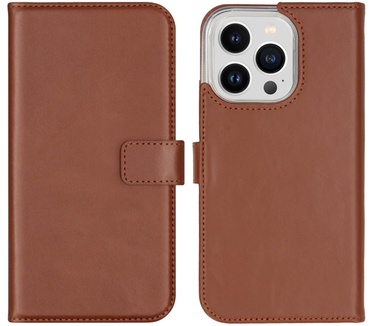 Selencia Echt Lederen Bookcase iPhone 14 Pro - Lichtbruin