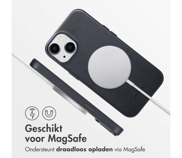 Accezz MagSafe Leather Backcover iPhone 14 - Zwart