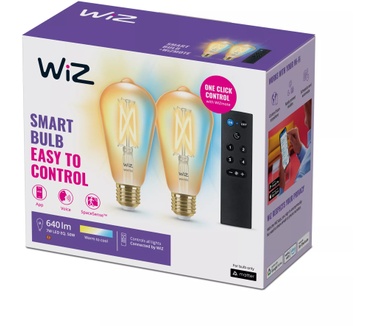 WiZ Filament amber ST64 E27 (2 stuks + dimmer)