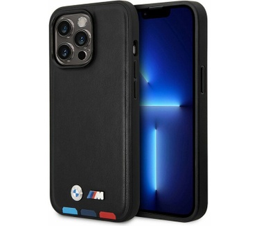 BMW M Line Leather Back Case - Apple iPhone 14 Pro (6.1") - Zwart Zwart