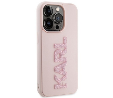 Karl Lagerfeld 3D Glitter Back Case - iPhone 15 Pro (6.1") - Roze Roze