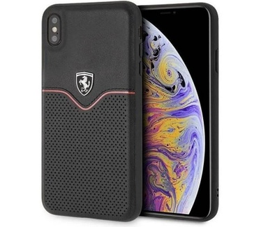 Ferrari Perforated Back Case - Apple iPhone XS Max (6.5") - Zwart Zwart
