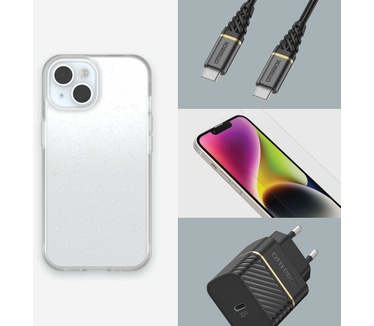 Otterbox React Series voor iPhone 15, Stardust (Clear Glitter) (iPhone 15) Transparant