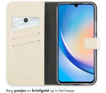 Selencia Echt Lederen Bookcase Samsung Galaxy A34 (5G) - Greige