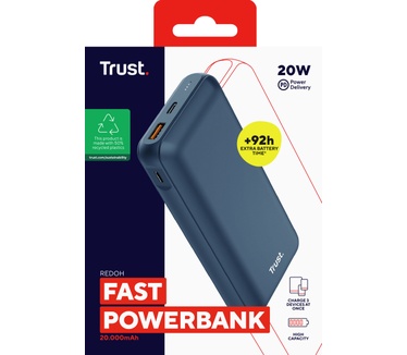 Trust Redoh Fast 20.000mAh Powerbank Blauw