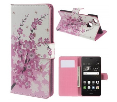 Just in Case Huawei P9 Lite Wallet Case - hoesje met stand - Pink Blossom
