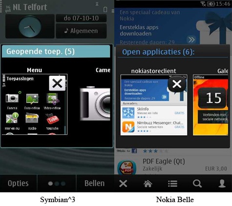 Symbian^3 en Nokia Belle - multitasking