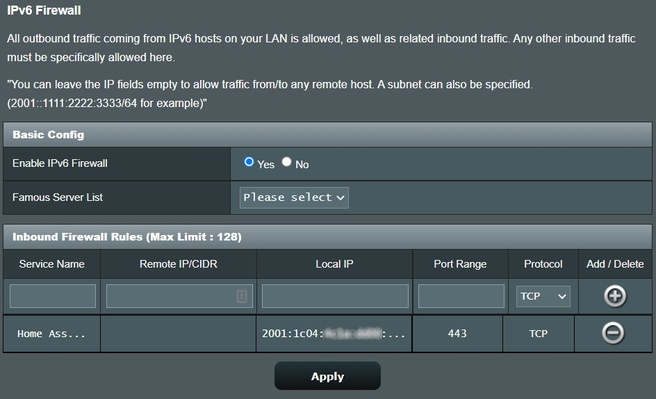 IPv6 - Asus IPv6 Firewall