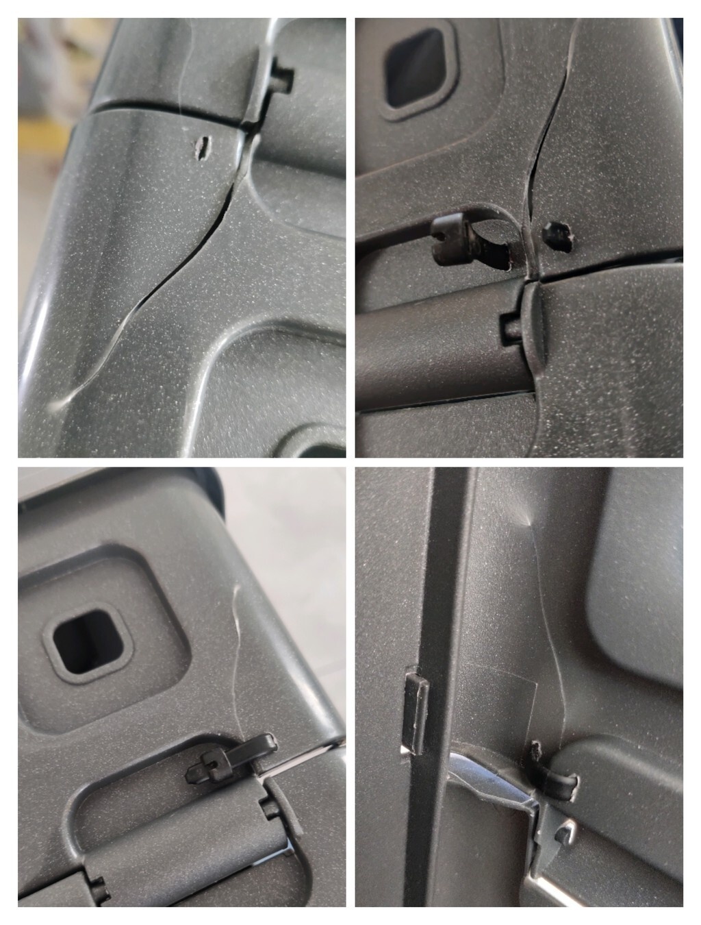 Reparatie breuk in klapkrat met tie-wrap