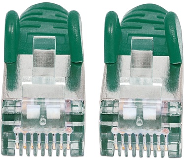 Intellinet Network Patch Cable, Cat6, 15m, Green, Copper, S/FTP (cable foiled/twisted pair - all three pairs wrapped in braid shield), LSOH / LSZH (Low Smoke, no Halogen), PVC, RJ45 Male to RJ45 Male, Gold Plated Contacts, Snagless, Booted