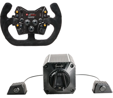 Asetek INVICTA 27 NM WIELBASIS MET DIRECTE AANDRIJVING - Open GT Stuur D-shape Alcantara Zwart