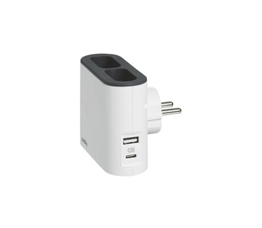 Legrand Corner contactstop met zijaansluiting 4x2P 2.5A en USB A+C lader