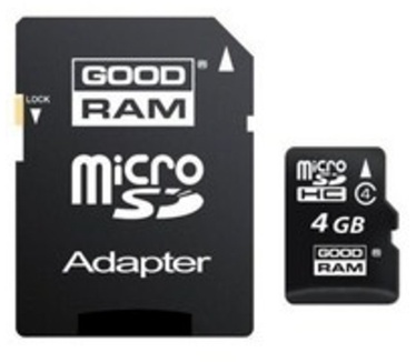 Goodram 4GB microSDHC Class 4 w/ microSD Adapter