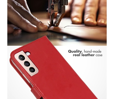Selencia Echt Lederen Bookcase Samsung Galaxy S22 Plus - Rood