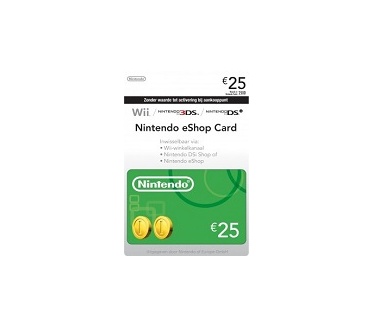 Nintendo eShop Card €25,-, Nintendo 3DS, Nintendo DSi, Wii, Wii U