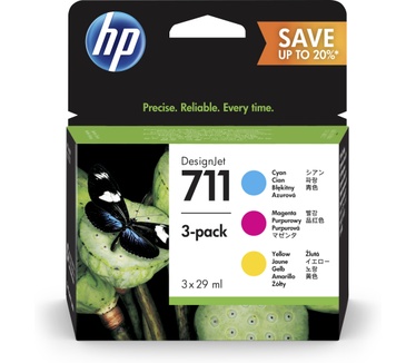 HP 711 3-pack 29-ml Cyan/Magenta/Yellow Ink Cartridges