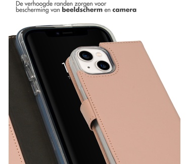 Selencia Echt Lederen Bookcase iPhone 14 - Dusty Pink