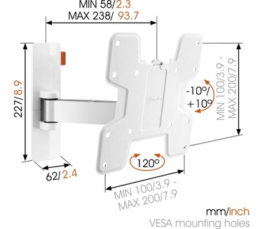 Vogel's WALL 2125 &#8211; Draaibare TV-Muurbeugel (wit)