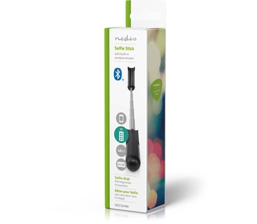 Nedis Uitschuifbare Selfiestick | Ingebouwde Draadloze Sluiterknop | Compact | Lichtgewicht | Zwart