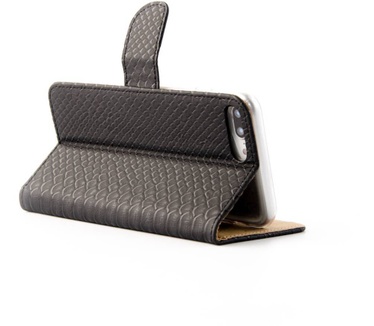 Schubben design Lederen Bookcase hoesje voor de Apple iPhone 8 Plus - Zwart (Apple iPhone 8) Zwart