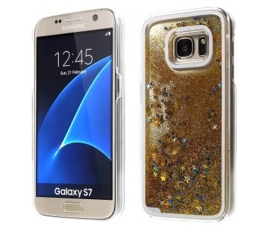 qMust Samsung Galaxy S7 Glitterstof hoesje - Gold