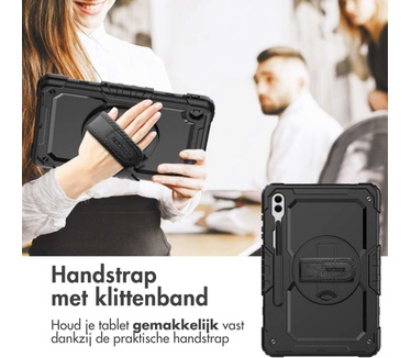 Accezz Rugged Backcover met schouderstrap Samsung Galaxy Tab S9 Plus - Zwart