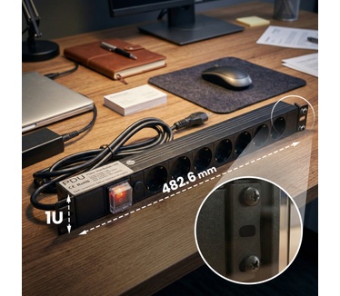 Extralink 19\" 1U 7 SOCKET EU TYPE POWER PDU WITH SWITCH PDU 7-EU