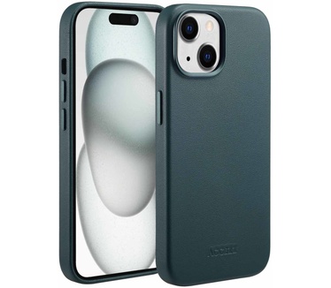 Accezz MagSafe Leather Backcover iPhone 15 - Donkergroen