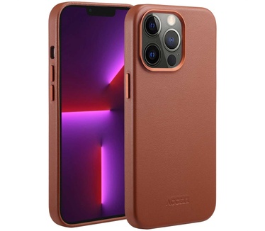Accezz MagSafe Leather Backcover iPhone 13 Pro - Bruin