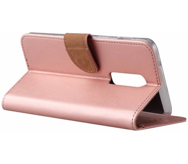 Luxe Lederen Bookcase hoesje voor de OnePlus 6 - Metallic Roze (OnePlus 6) Rosé Goud