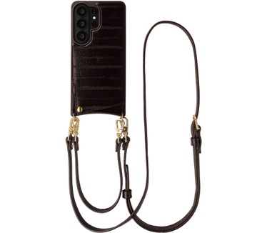 Selencia Nova Real Leather Backcover met Koord en Pashouder Samsung Galaxy S26 Ultra - Dark Chocolate