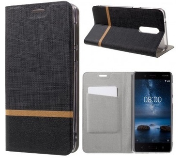 qMust Nokia 8 Wallet Case - TPU frame - Zwart