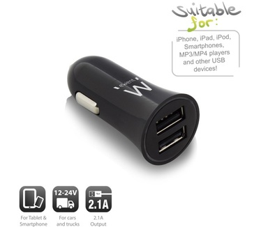 Ewent EW1221 2-Poorts USB Autolader 2.1A