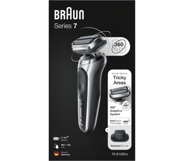 Braun Series 7 70-S1200s Elektrisch Scheerapparaat Met Precisietrimmer, Zilver