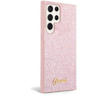 Guess Glitter Flakes Case Samsung Galaxy S23 Ultra (S918) - Roze Roze